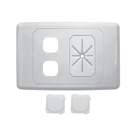 2 Way Outlet Plate with Cable Management including 2 Blank Inserts