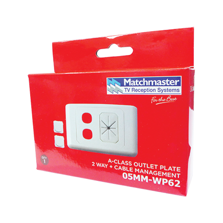 2 Way Outlet Plate with Cable Management including 2 Blank Inserts