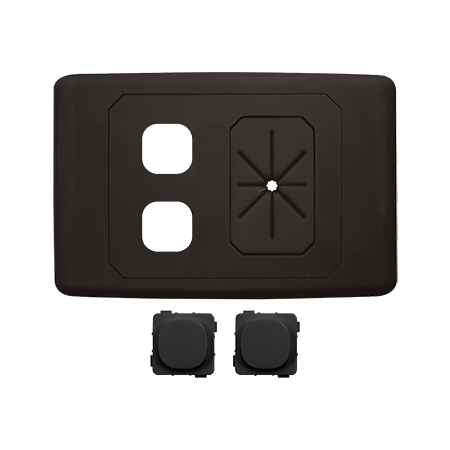 2 Gang Outlet Plate with Cable Management (Black)