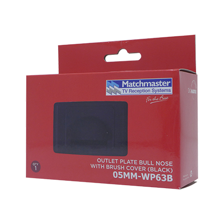 Outlet Plate Bull Nose with Brush Cover (Black)