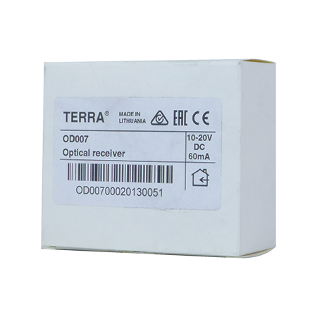 TERRA Fibre Mini Receiver (FCA) 70dBµV Output 10-20V DC Powering