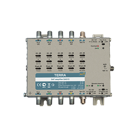 TERRA 5 Wire Amplifier 4 Satellite 1 Terrestrial Remote Powered
