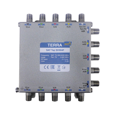 TERRA 5 Wire Splitter 2 Way 4 Satellite 1 Terrestrial for TDT and Radial Multiswitches