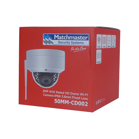 2MP IK10 Rated HD Dome IP Wi-Fi Camera IP66 3.6mm Fixed Lens