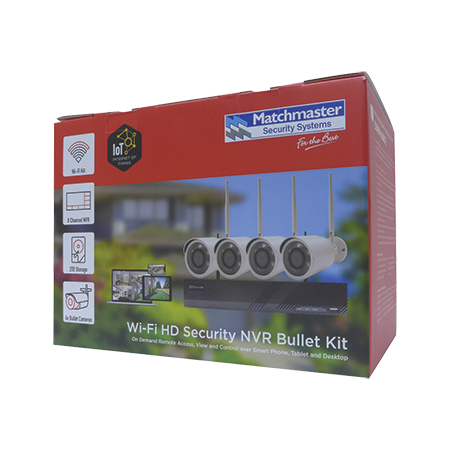 Wi-Fi Security 8CH NVR Kit with 2TB HDD, 4x 2MP Bullet