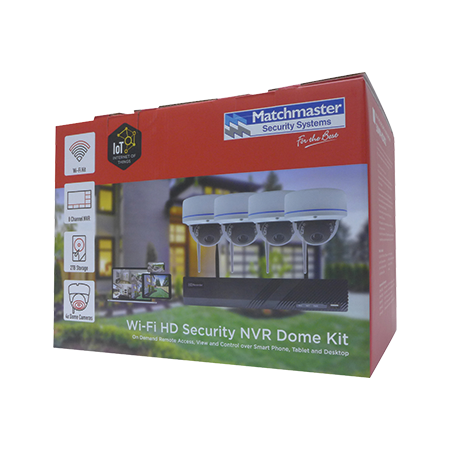 Wi-Fi Security 8CH NVR Kit with 2TB HDD, 4x 2MP Dome
