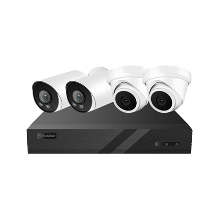 PoE Security Kit with 8CH 2TB AI NVR, 2 Dome and 2 Bullet Cameras