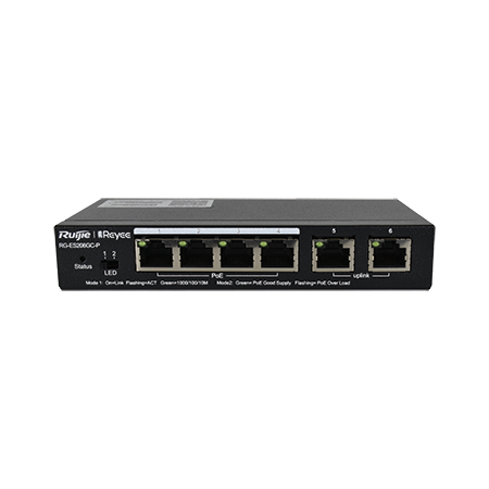 6 Port Gigabit Managed Network Switch (4 Port PoE, 2 Uplink)