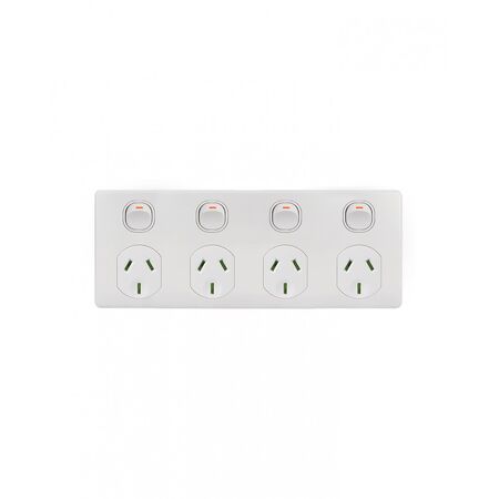 Puma - 4 Gang Fixed Power Point Double Pole 10A  Matt White x15 - PUBIG4MW