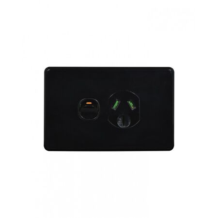 Puma - Power Point Switched 1 Gang, 15A 250V~  Black x10 - PUPP151GBK