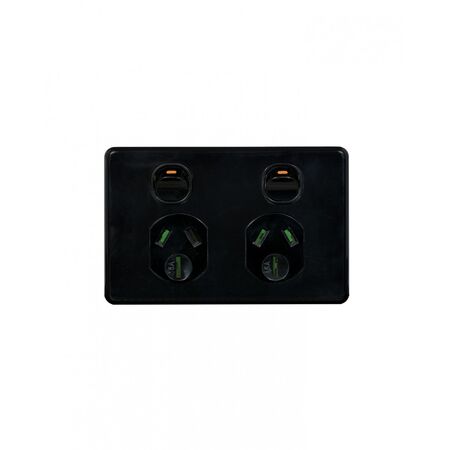 Puma - Power Point Switched 2 Gang, 15A 250V~  Black x10 - PUPP152GBK