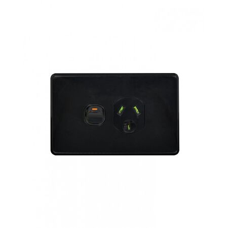 Puma - Power Point Switched 1 Gang, 10A 250V~  Black x10 - PUPP1GBK