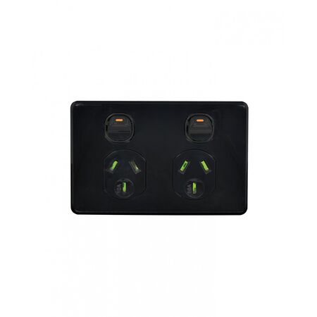 Puma - Power Point Switched 2 Gang, 10A 250V~  Black x10 - PUPP2GBK
