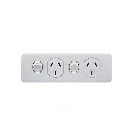 Puma -u00a0Power Point Switched 2 Gang, Skirting Mount, 10A 250V~  - PUPP2GSK