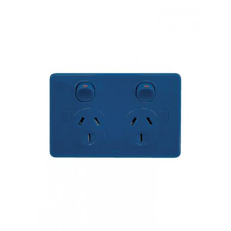 Puma - Power Point Double Pole Switched 2 Gang, 10A 250V~, Shuttered, Vandal Proof, BLUE  x10 - PUPP2GVPBU