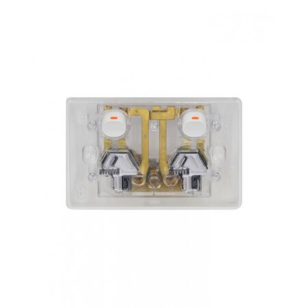 Puma - Power Point Double Pole Switched 2 Gang, 10A 250V~, Shuttered, Vandal Proof, TRANSPARENT  x10 - PUPP2GVPTR