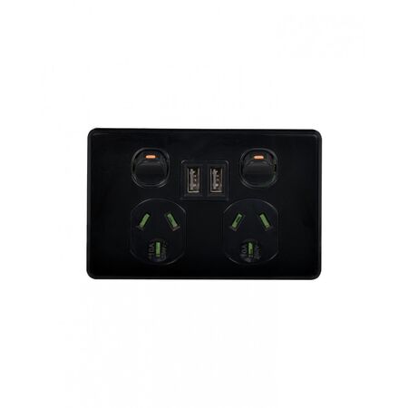 Puma - Power Point, USB Charger, Dual Fully Integrated  Black x1 - PUPP2USB2GBK