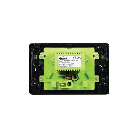 Puma - Power Point, USB Charger, Dual Fully Integrated  Black x1 - PUPP2USB2GBK