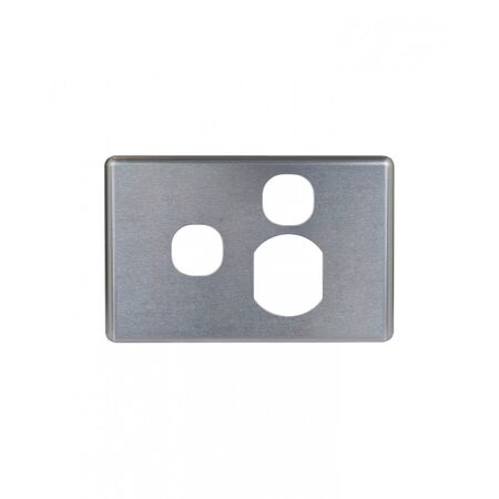 Puma - Single Horizontal Switched Socket with Extra Switch, Cover Brushed Aluminium  x10 - PUPPSW1GCBA