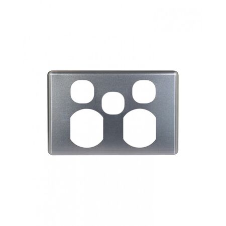 Puma - Twin Horizontal Switched Socket with Extra Switch, Cover Brushed Aluminium  x10 - PUPPSW2GCBA