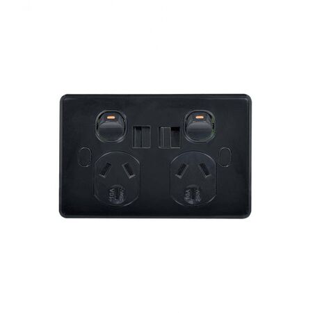 Puma - Power Point, USB Charger, Dual Fully Integrated (Type A & C) Shuttered Vandal Proof  Black x1 - PUPPUSB2GACVPBK