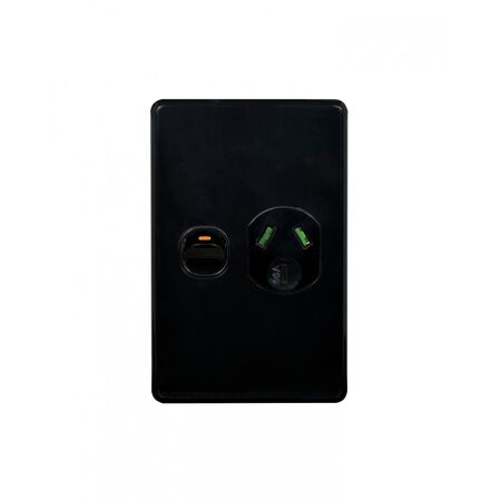 Puma - Power Point Switched Vertical 1 Gang, 10A 250V~  Black x5 - PUPPV1GBK