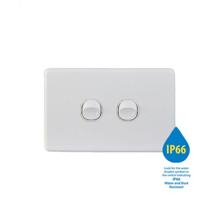 Puma -u00a0Switch Horizontal 2 Gang 10AX 250V~ IP66  x10 - PUSW2G66