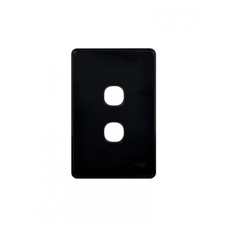 Puma - Switch Plate Vertical 2 Gang (Less Mech)  Black x10 - PUSWPV2GBK