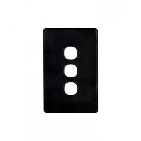Puma - Switch Plate Vertical 3 Gang (Less Mech)  Black x10 - PUSWPV3GBK