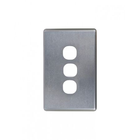 Puma - Switch Horizontal 3 Gang, 10AX/16A 250V~  Brushed Aluminium Cover x10 - PUSWPV3GCBA