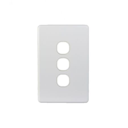 Puma -u00a0Switch Vertical 3 Gang 10AX/16A 250V~, printed LIGHT FAN HEAT  White x10 - PUSWV3GLFH