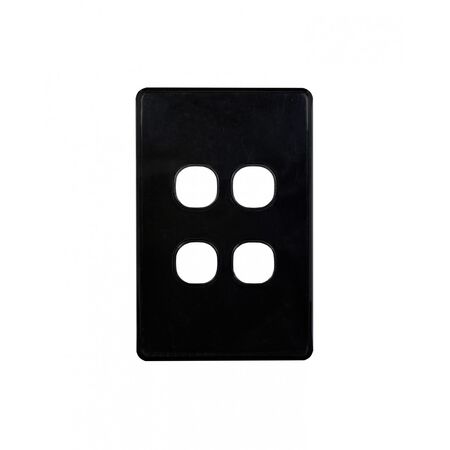 Puma - Switch Plate Vertical 4 Gang (Less Mech)  Black x10 - PUSWPV4GBK