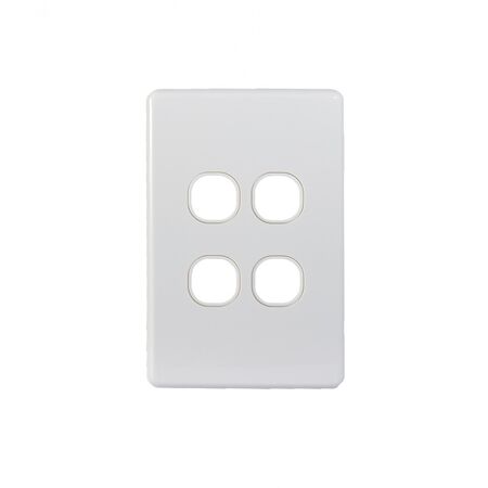 Puma - Switch Plate Vertical 4 Gang (Less Mech)  White x10 - PUSWPV4G