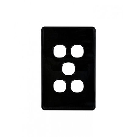Puma - Switch Plate Vertical 5 Gang (Less Mech)  Black x10 - PUSWPV5GBK