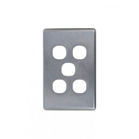Puma.-u00a0Switch Vertical 5 Gang, 10AX/16A 250V~  Brushed Aluminium Cover x5 - PUSWPV5GCBA