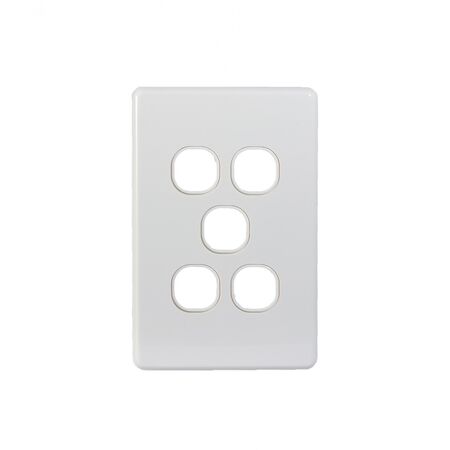 Puma - Switch Horizontal 5 Gang, 10AX/16A 250V~  White x5 - PUSW5G