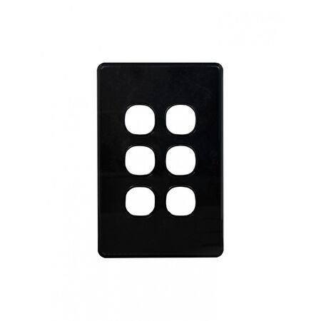 Puma - Switch Plate Vertical 6 Gang (Less Mech)  Black x10 - PUSWPV6GBK