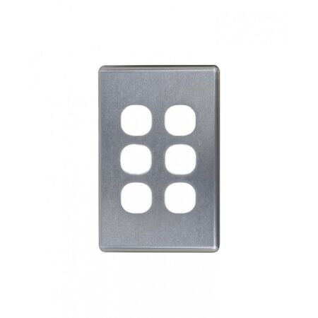 Puma - Switch Vertical 6 Gang, 10AX/16A 250V~  Brushed Aluminium Cover x5 - PUSWPV6GCBA