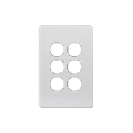 Puma -u00a0Switch Horizontal 6 Gang, 10AX/16A 250V~  White x5 - PUSW6G
