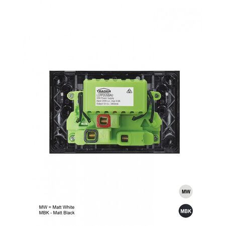 Clouded Leopard -u00a0Power Point Fully Integrated Dual USB Charger (Type A & C) Auto Switched, 10A 250V~  Matt White x1 - CLPP2USBAUMW