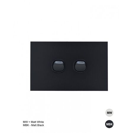 Clouded Leopard -u00a0Switch Horizontal 2u00a0Gang 16AX/20A 250V~  Matt Black  x10 - CLSW2GMBK