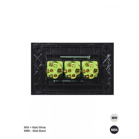 Clouded Leopard -u00a0Switch Horizontal 3u00a0Gang 16AX/20A 250V~  Matt Black  x10 - CLSW3GMBK