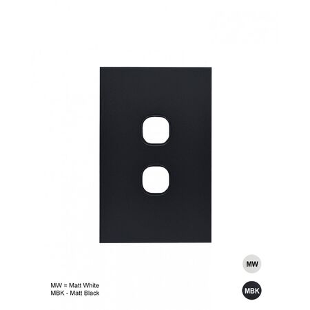 Clouded Leopard -u00a0Switch Plate Vertical 2 Gang (Less Mech)  Matt Black  x10 - CLSWPV2GMBK