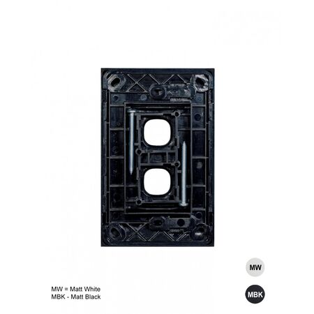 Clouded Leopard -u00a0Switch Plate Vertical 2 Gang (Less Mech)  Matt White x10 - CLSWPV2GMW