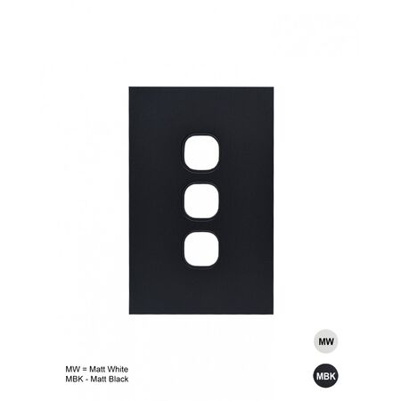 Clouded Leopard -u00a0Switch Plate Vertical 3 Gang (Less Mech)  Matt White x10 - CLSWPV3GMW