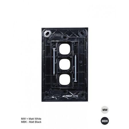 Clouded Leopard -u00a0Switch Plate Vertical 3 Gang (Less Mech)  Matt Black x10 - CLSWPV3GMBK