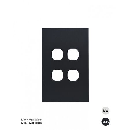 Clouded Leopard -u00a0Switch Plate Vertical 4 Gang (Less Mech)  Matt White x10 - CLSWPV4GMW