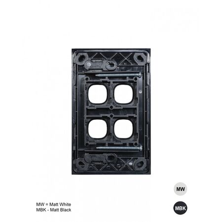 Clouded Leopard -u00a0Switch Plate Vertical 4 Gang (Less Mech)  Matt Black  x10 - CLSWPV4GMBK