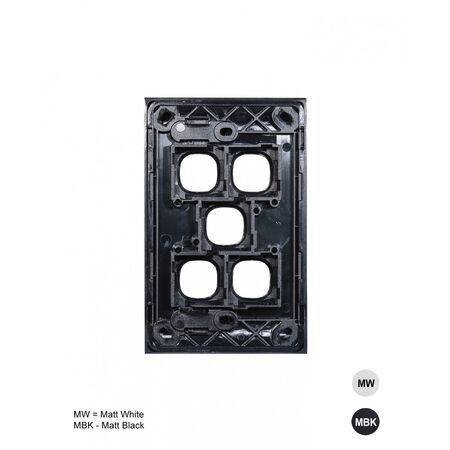 Clouded Leopard -u00a0Switch Plate Vertical 5u00a0Gang (Less Mech)  Matt White x10 - CLSWPV5GMW