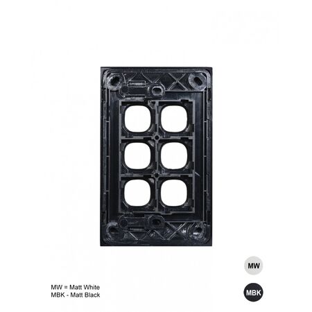 Clouded Leopard -u00a0Switch Plate Vertical 6u00a0Gang (Less Mech)  Matt Black  x10 - CLSWPV6GMBK